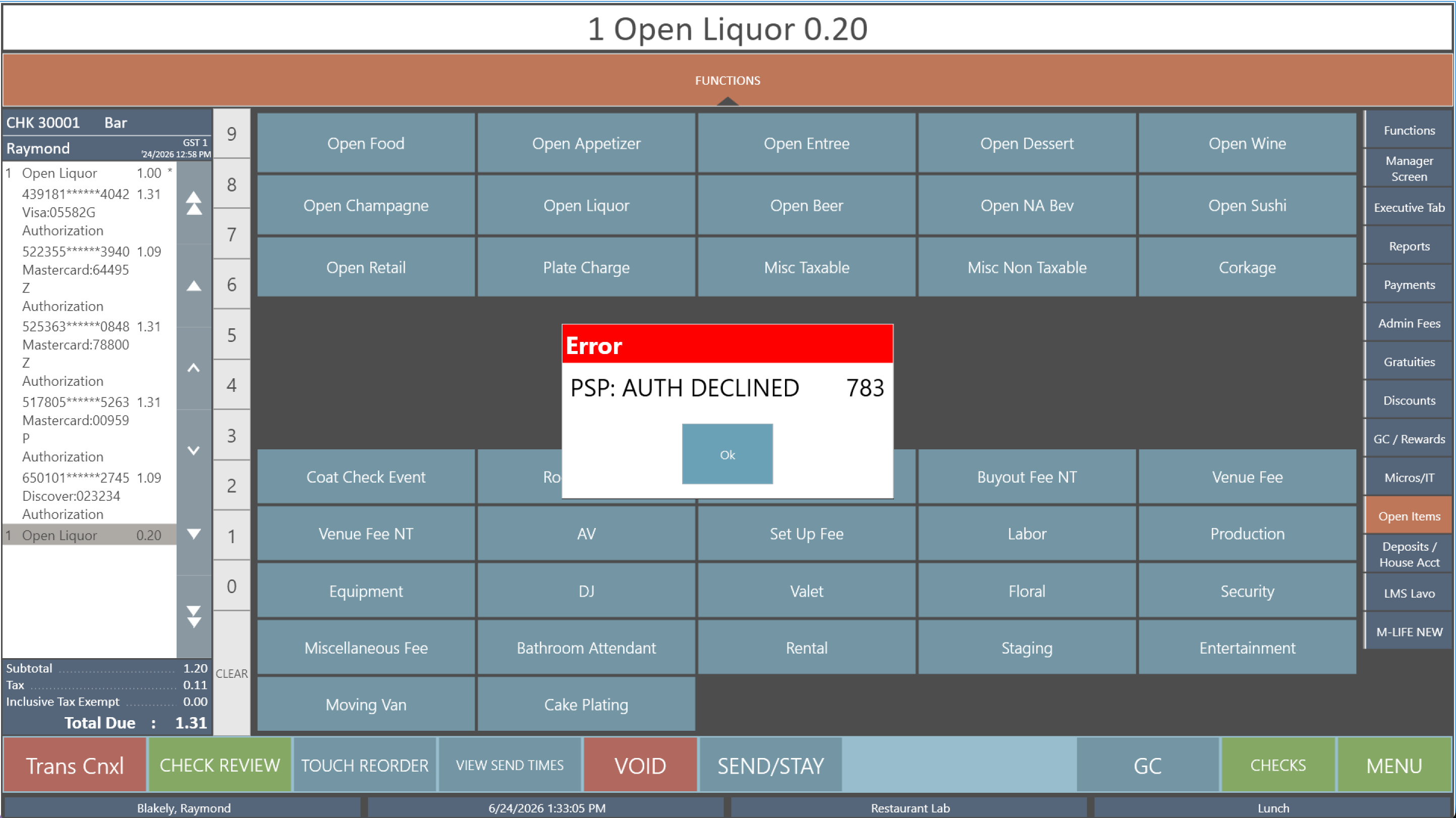 Discover virtual-wallet increment declined with PSP: AUTH DECLINED 783