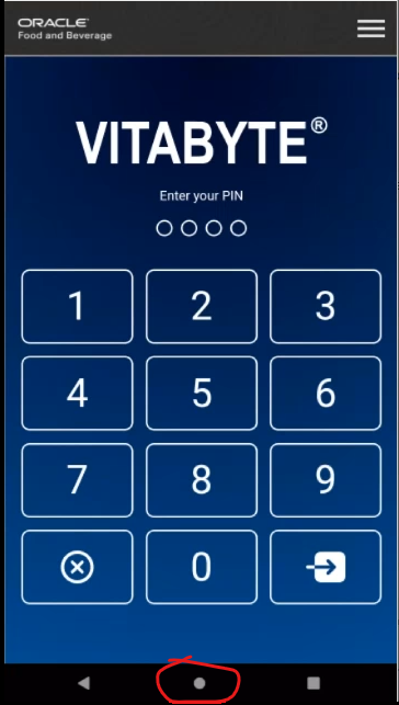 The handheld home button at the bottom center of the POS screen