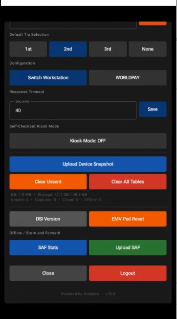 The Upload SAF button in Device Settings
