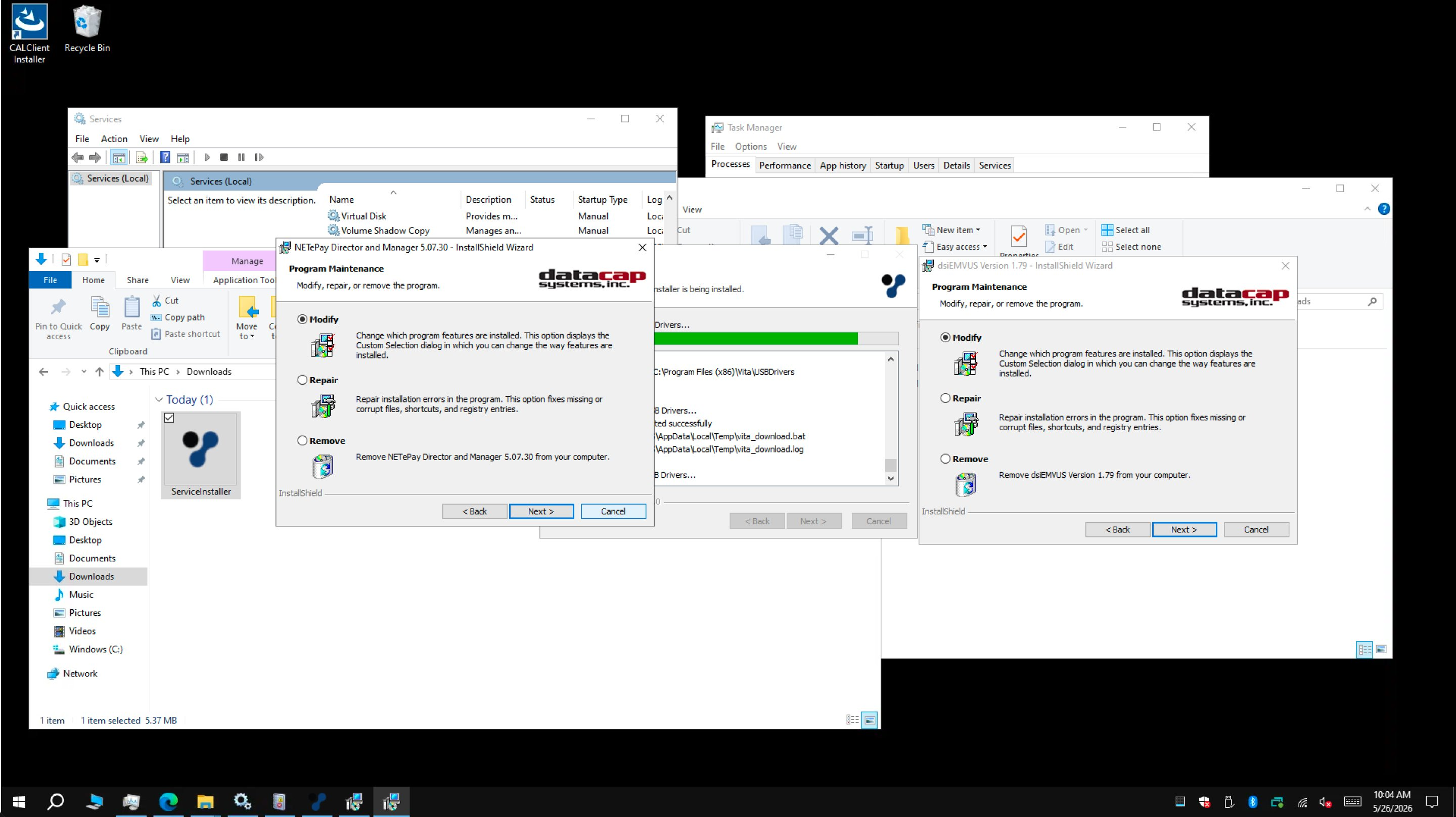 Cancelling the dsiEMVUS and NETePay Program Maintenance prompts